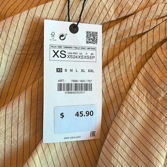 Zara NWT Cream Pinstripe Wrap Mini Skirt Tie Front - Picture 5 of 5